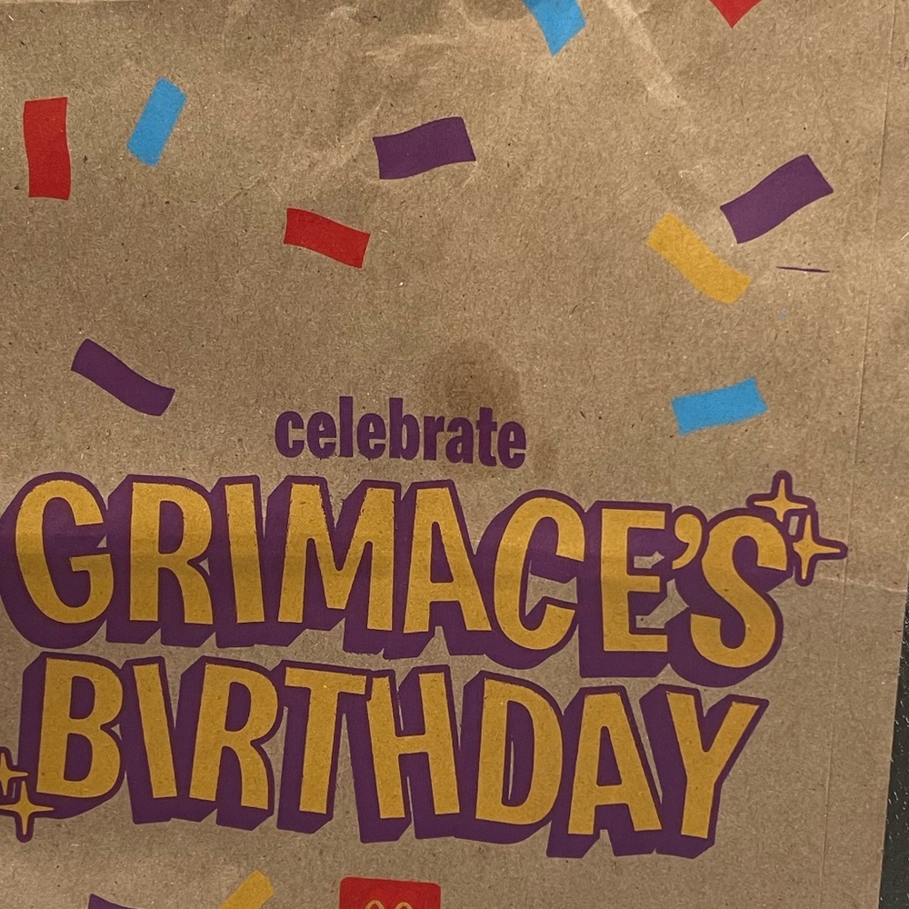 McDonald’s Grimace Birthday Packaging. 2 cups, 2 small bags, 2 large bags - Picture 11 of 12